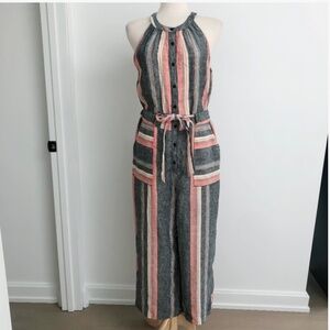 Striped linen jumpsuit